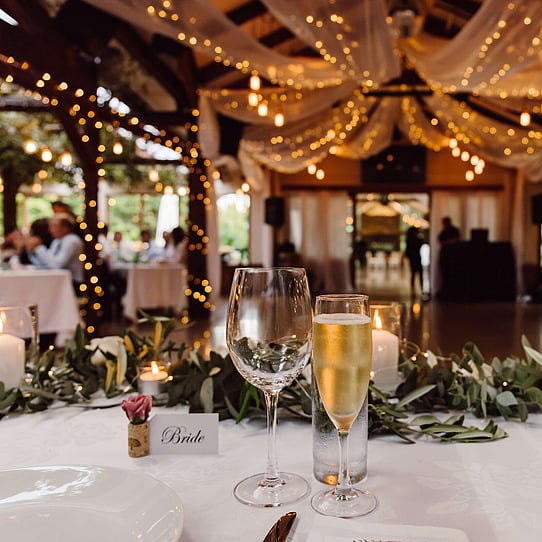Champagne Glass on Bridal Table