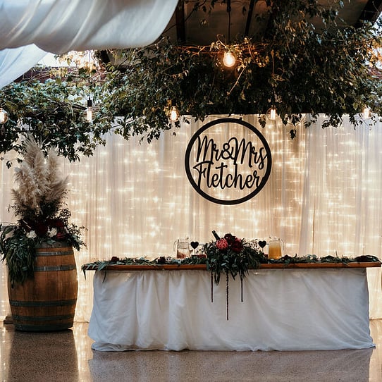 Sweetheart Table with Couples Sign