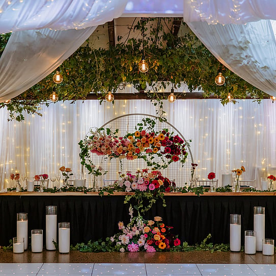 Bridal Table with Florals and Floor Sand Candles
