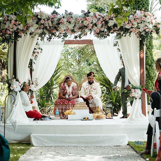 Mandap for Barrel Waterfall Indian Wedding Ceremony