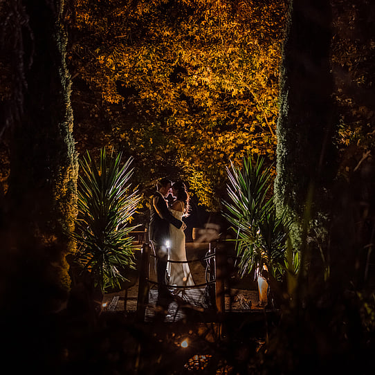Autumn Night Photo at Barrel Waterfall Wedding Ceremony Location