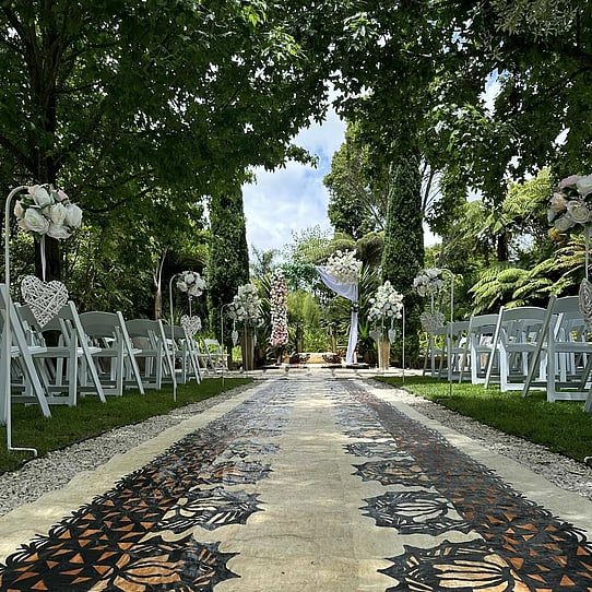 Cultural Aisle at Barrel Waterfall Wedding Ceremony