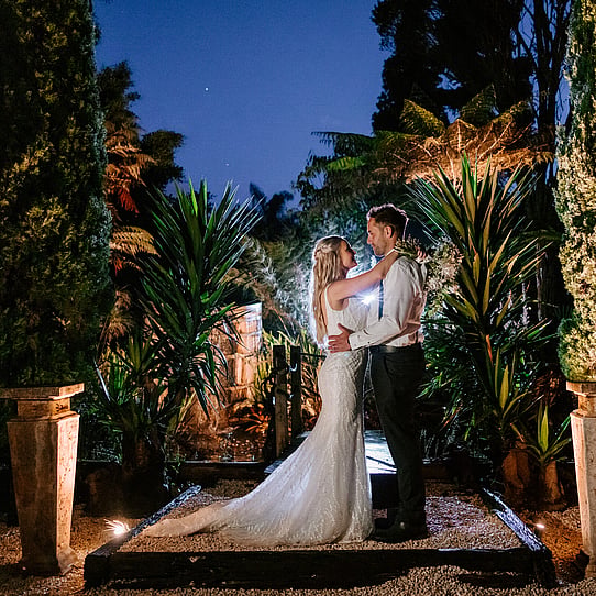 Couple Photo at Barrel Waterfall at Night
