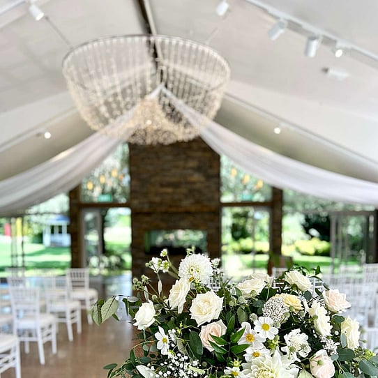 Stone Fireplace Indoor Wedding Ceremony