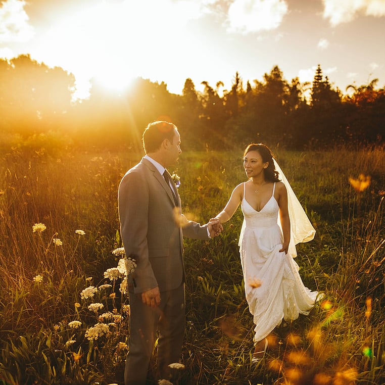Bride and Groom in the Hay Field