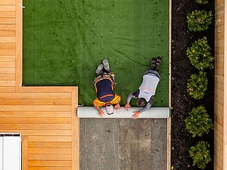 Artificial grass installation at a Richmond home