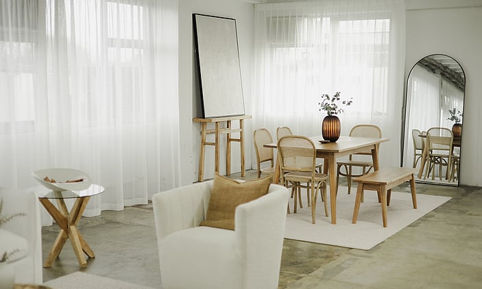 Interior setting in warm neutral tones