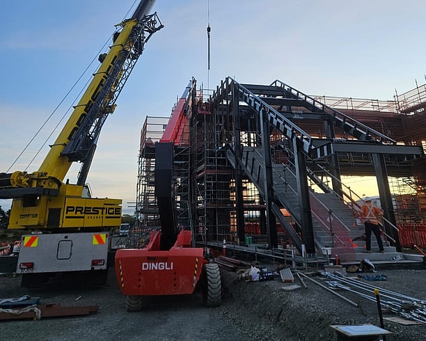 Cranes working on site at  Ngākōroa railway station