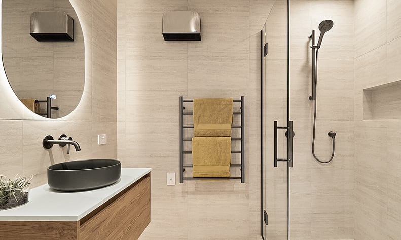 Bathroom image of Highgate Ridge townhouse in Maori Hill by MJW Homes. Dunedin, Otago NZ