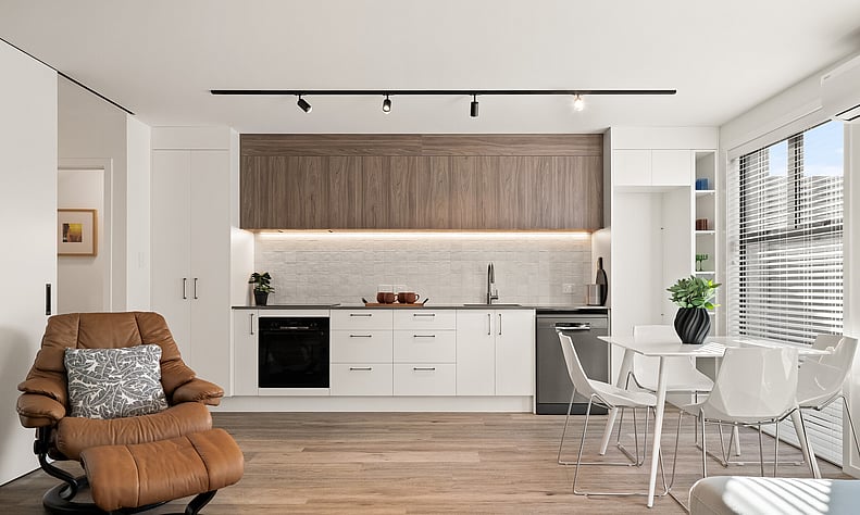 Kitchen image of Highgate Ridge townhouse in Maori Hill by MJW Homes. Dunedin, Otago NZ