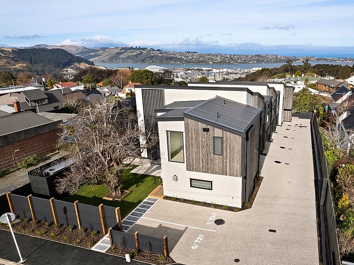 Exterior image of Highgate Ridge, collection of townhouses in Maori Hill by MJW Homes. Dunedin, Otago NZ