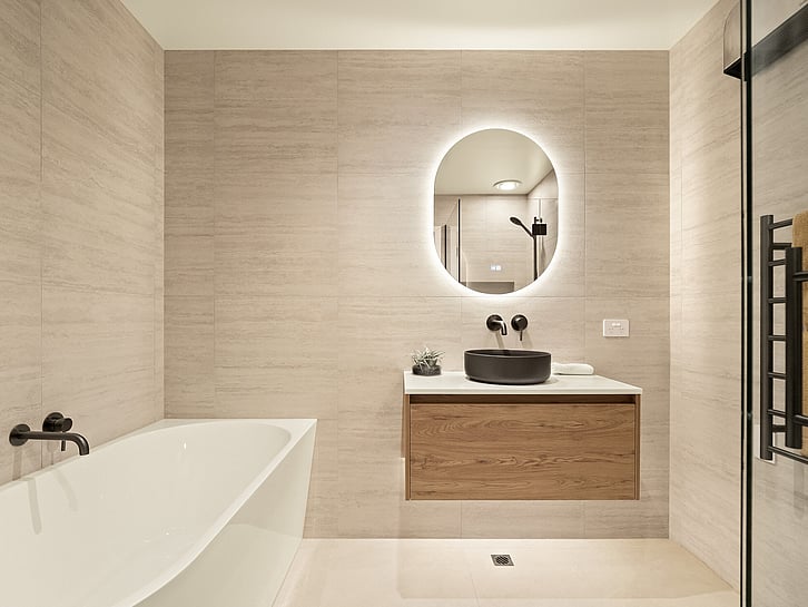 Bathroom image of Highgate Ridge townhouse in Maori Hill by MJW Homes. Dunedin, Otago NZ