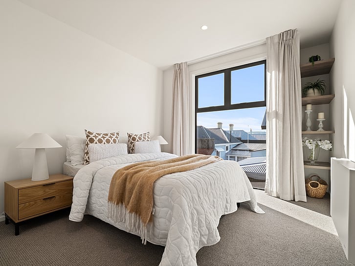Bedroom image of Highgate Ridge townhouse in Maori Hill by MJW Homes. Dunedin, Otago NZ