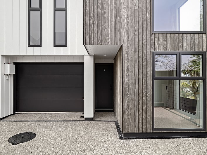 Exterior image of Highgate Ridge townhouses in Maori Hill. Built by MJW Homes. Dunedin, Otago.