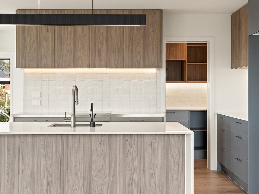 Kitchen image of Highgate Ridge townhouses in Maori Hill. Built by MJW Homes. Dunedin, Otago.