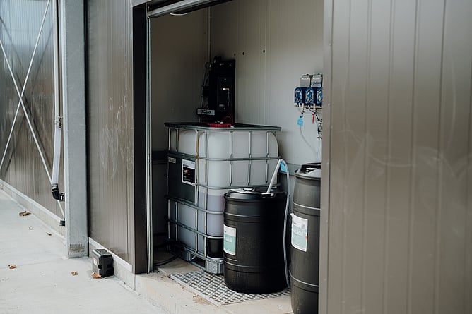 TEATX Plus teat spray product in dairy shed