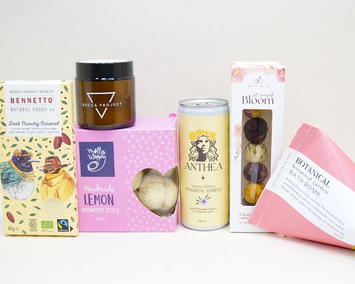 Blooming Tea gift box NZ — premium NZ-made gifts including Better Tea Co, Molly Woppy biscotti and YAE face mask