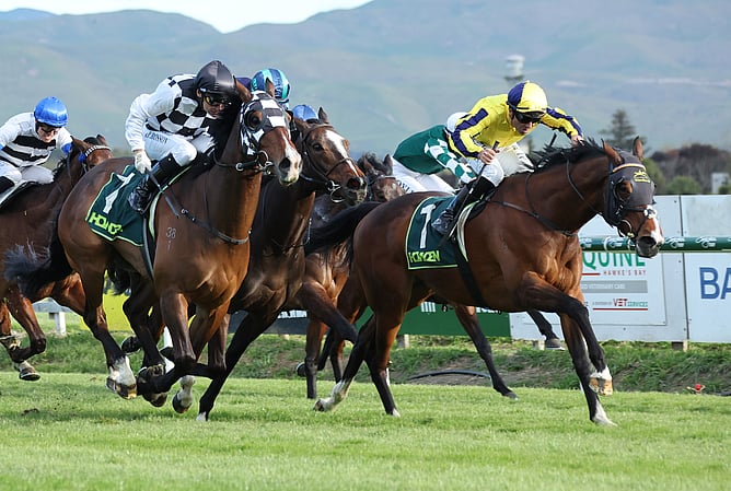 Waitak (inside) winning the Gr.1 Howden Insurance Mile (1600m). -  Photo: Peter Rubery (Race Images)