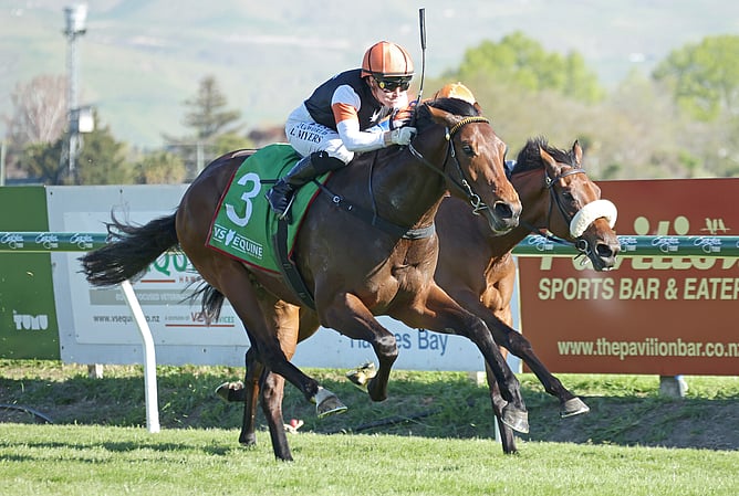 Old Fashioned winning the Gr.2 The Foxes @ Novara Park Hawke’s Bay Guineas (1400m). - Photo: Peter Rubery (Race Images)