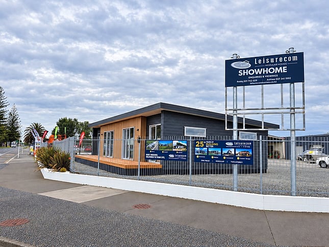 Napier show home on the corner of Pandora Road with the Showhome sign