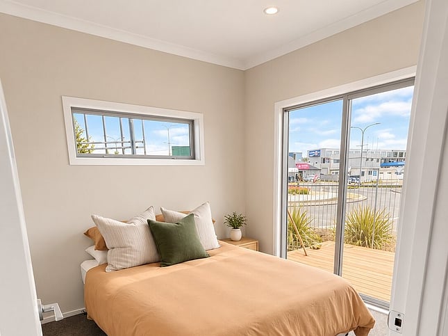Second bedroom with a sliding door onto the deck