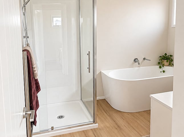 Bathroom with separate shower and freestanding bath