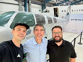 Image: Ara Ake CE Cristiano Marantes (middle) with Stralis co-founder and CEO Bob Criner and co-founder and CTO Stuart Johnstone