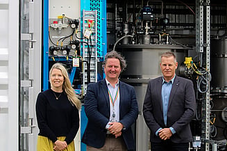 Caption: Left to right: Christchurch Airport&rsquo;s Claire Waghorn (Sustainability Transition Leader) and Justin Watson (CEO) with Fabrum&rsquo;s executive chair Christopher Boyle at Fabrum&rsquo;s hydrogen test site at Christchurch Airport