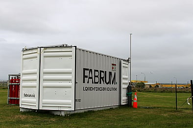 Caption: Fabrum&rsquo;s hydrogen test facility at Christchurch Airport is believed to be the first hydrogen test site facility at an airport that can provide hydrogen (liquid and gaseous) on demand.