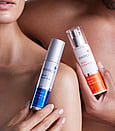 Lira products visible in the background with a lady lying having a treatment with a beauty therapist