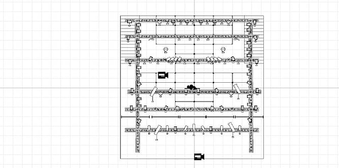 A technical stage plot detailing the positioning of lighting and equipment.