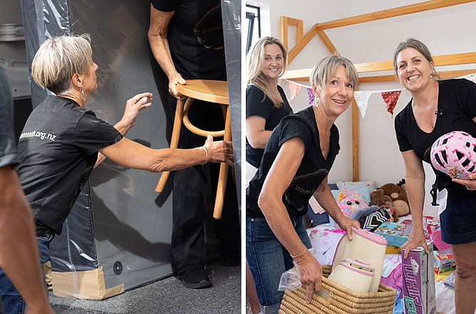 Woven Earth member move a family into a new home