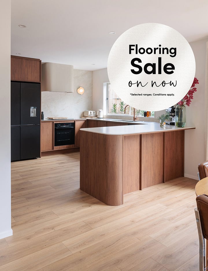 Laminate wood look floor in a bathroom.
