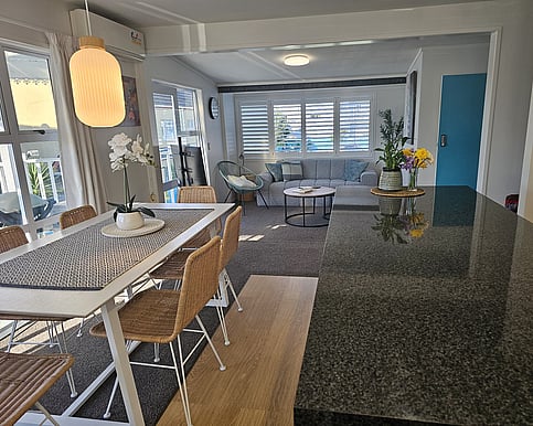 Our one and only self-contained apartment with separate bedroom, living area, full kitchen and sunny balcony.