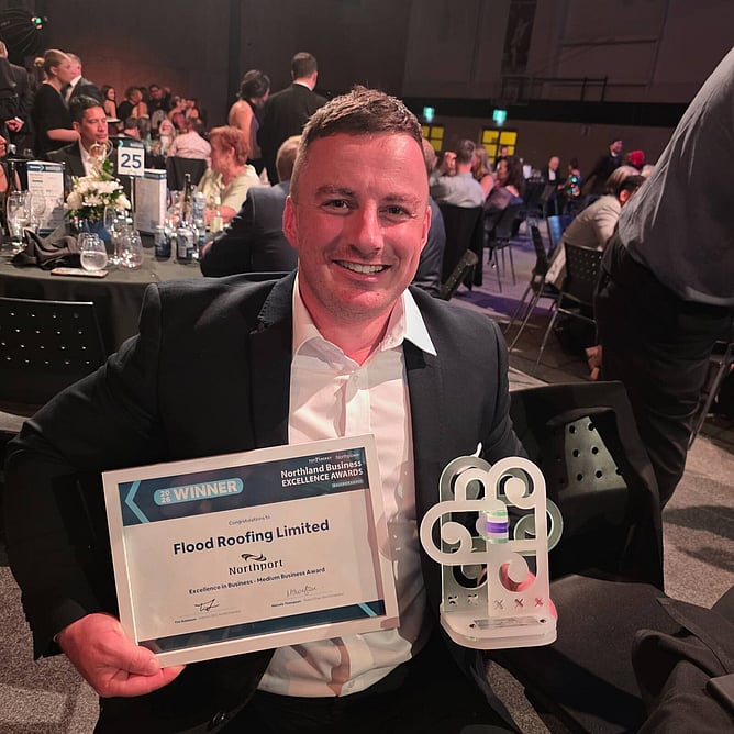 Aron Flood with Northport Excellence in Business - Medium Business Award 2026