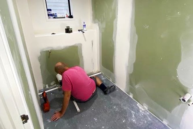 Renovation of the accessible bathroom facilities at the Recreate NZ Ellerslie head office underway