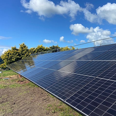 Ground-mounted solar array on a lifestyle block near Maungatautari