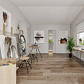 Render of the Pukaki room fitted out as an art studio