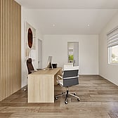 Render of the Pukaki room fitted out as a home office