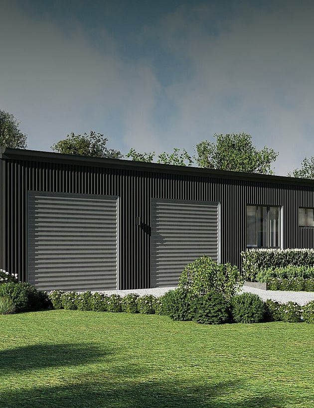 Render of a large black shed home from the 170m²+ range