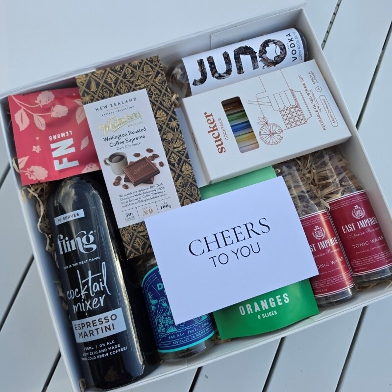 the food and wine hamper gift box filled with nz products
