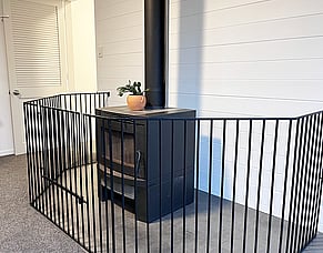 Freestanding fire guard with access gate