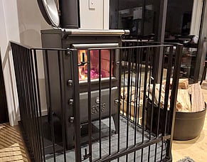 Custom fire guard with hinged gate