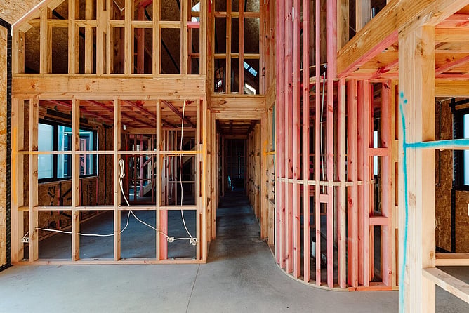 Inside the Ebode SIPs mid-build in Cambridge before the interior linings go on