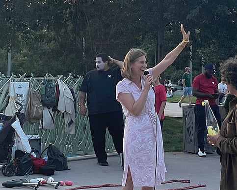 Open air preaching in town centre