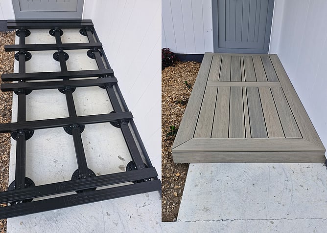 Picture frame border detail on a deck framed with TreadTech