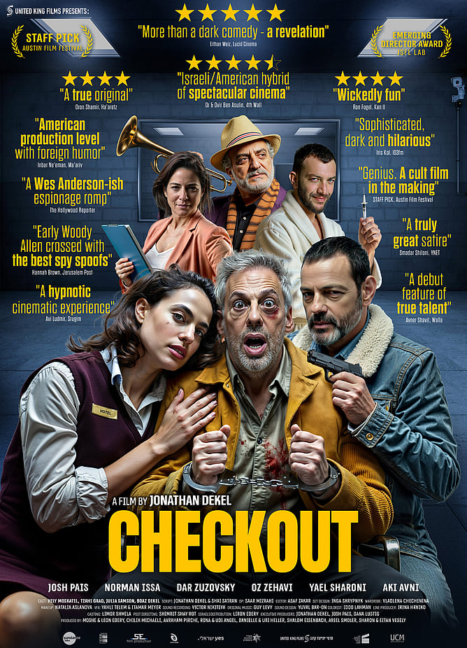 Checkout, Checkout trailer, Jonathan Dekel, Josh Pais, Norman Issa, spy comedy, dark comedy, espionage thriller, Freestyle Digital Media, October 2026 films, BritFlicks