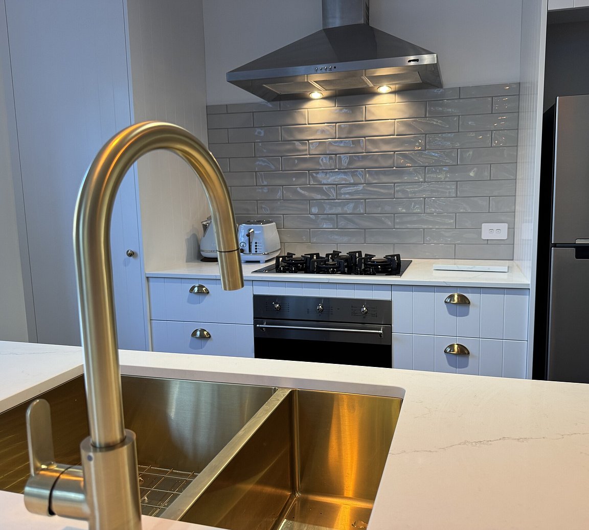 New kitchen at Crab Shack Cottage, part of the Russell Cottages Collection