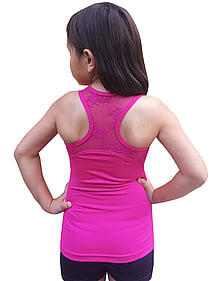 Jazz Singlet top with double straps in Raspberry with Turquoise straps and Keyhole back
