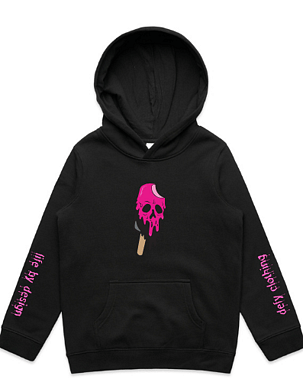 Black graphic hoodie from Defy Supply Co's youth's streetwear collection.